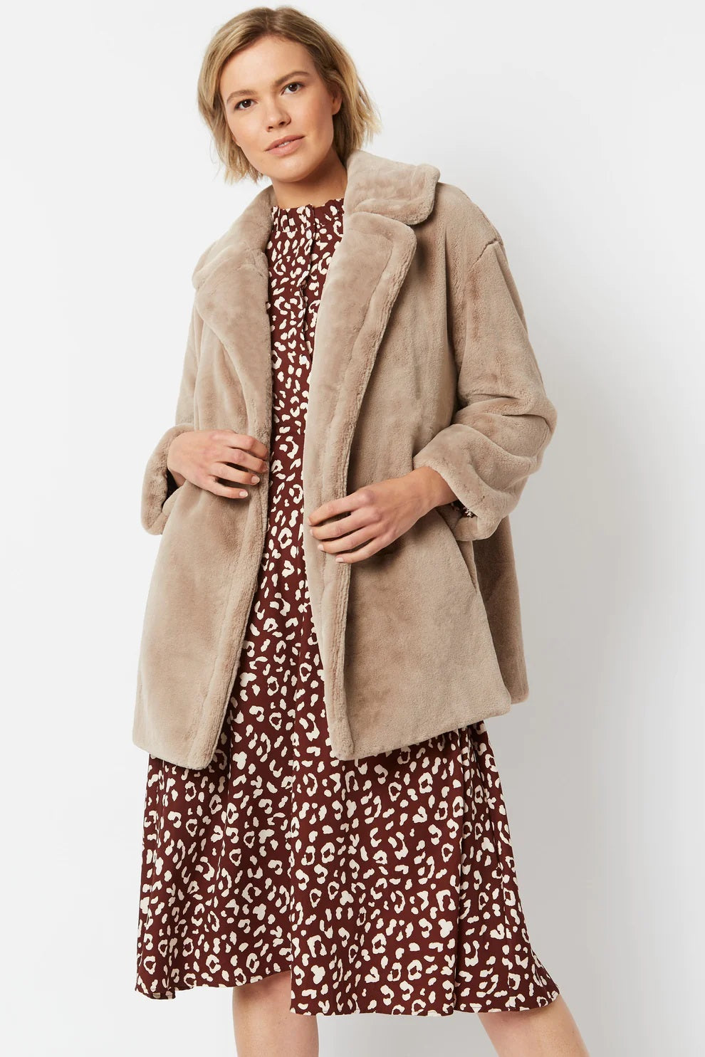 Mocha Faux Fur Midi Coat-Faux Fur Coats-Buy Me Fur Ltd-One Size-Mocha-Faux Fur-Urbanheer