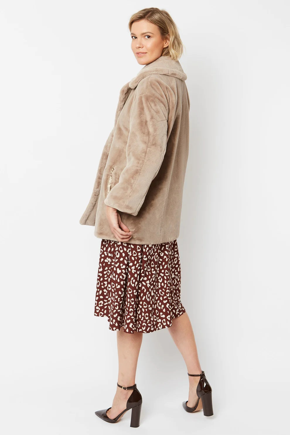 Mocha Faux Fur Midi Coat-Faux Fur Coats-Buy Me Fur Ltd-One Size-Mocha-Faux Fur-Urbanheer