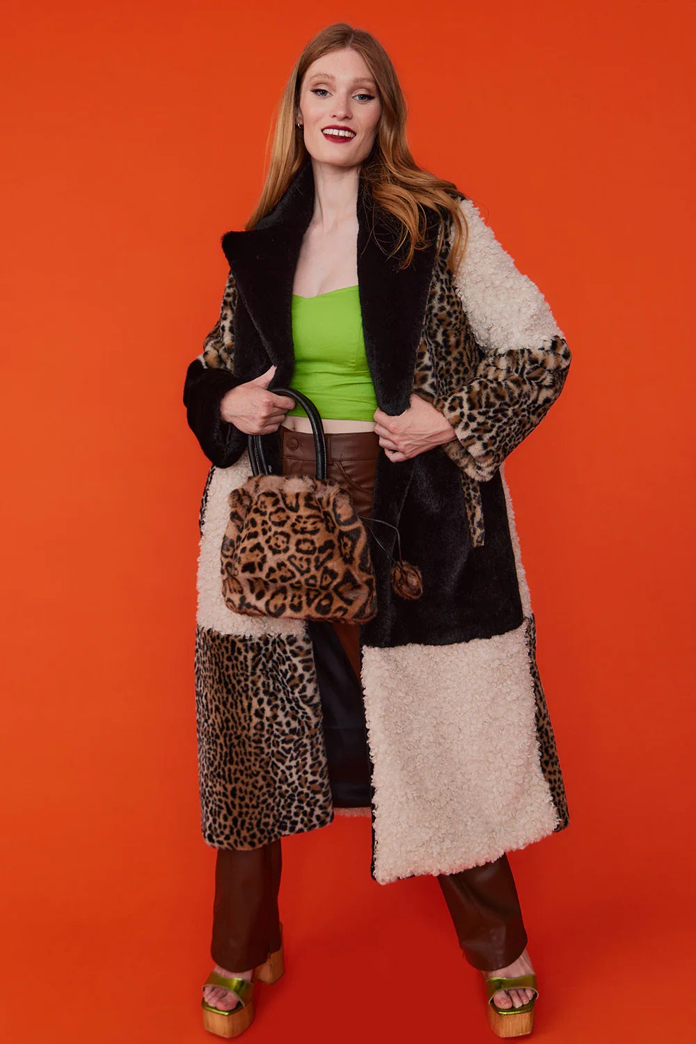 Mocha Faux Fur and Faux Shearling Maxi Coat-Faux Fur Coats-Buy Me Fur Ltd-S-M-Mocha-Faux Fur-Urbanheer