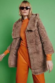 Mocha Faux Mink Fur Hooded Coat-Faux Fur Coats-Buy Me Fur Ltd-One Size-Mocha-Faux Fur-Urbanheer