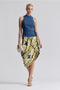 Mock Neck Asymmetric Draped Midi Dress
