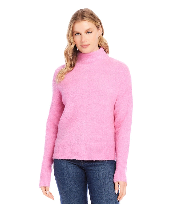 Mock Neck Boucle Sweater Peony-Sweater-Karen Kane-XS-Peony-Urbanheer