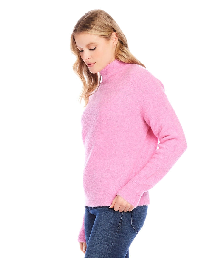 Mock Neck Boucle Sweater Peony-Sweater-Karen Kane-XS-Peony-Urbanheer