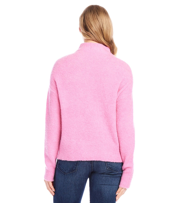 Mock Neck Boucle Sweater Peony-Sweater-Karen Kane-XS-Peony-Urbanheer