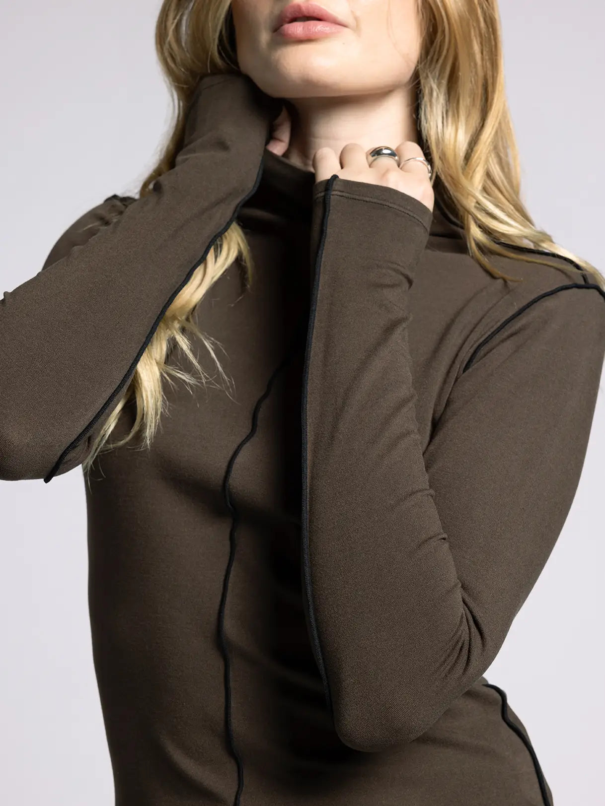 Mock Neck Long Sleeved Top - Marisol Long Sleeve