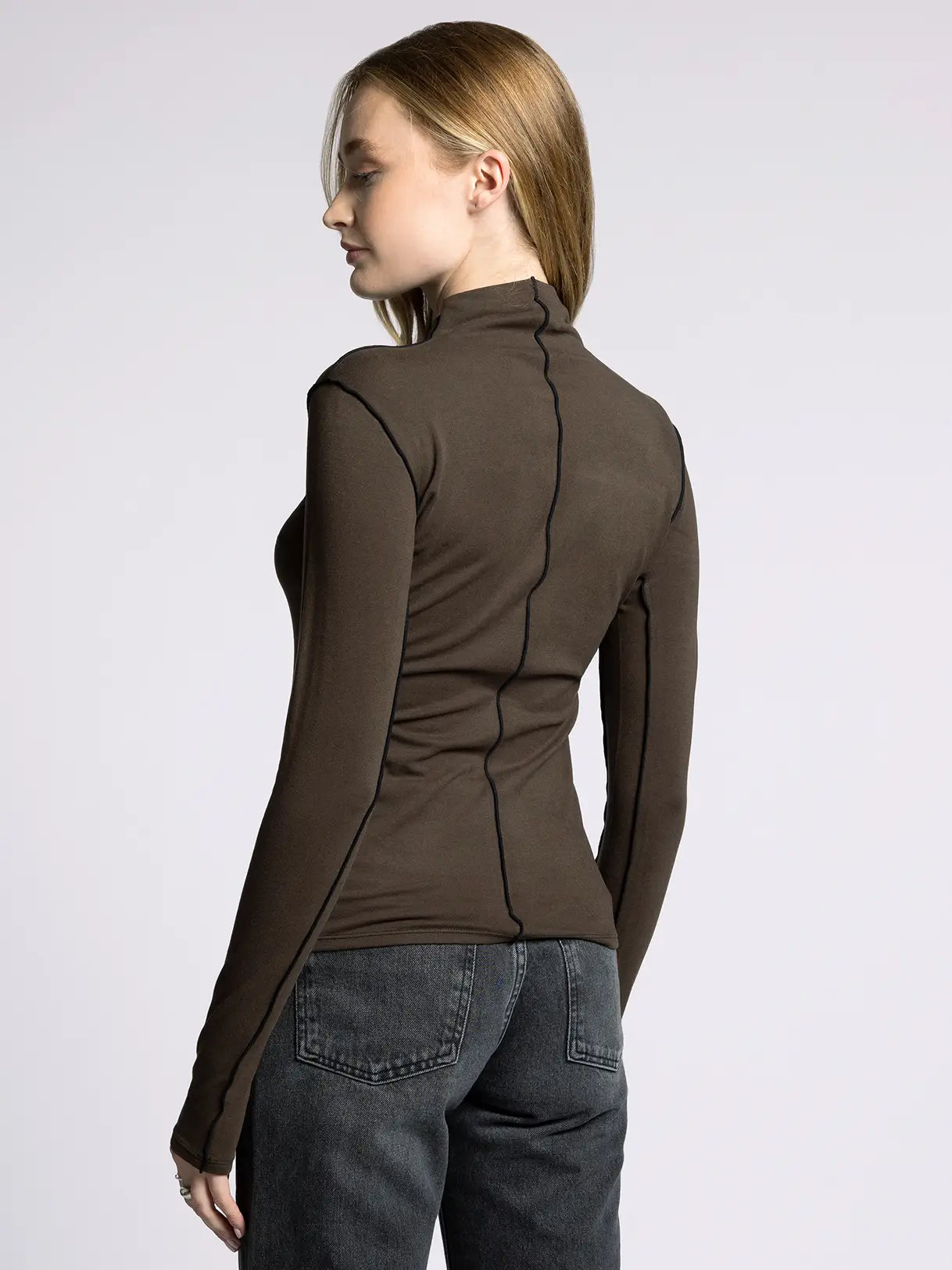 Mock Neck Long Sleeved Top - Marisol Long Sleeve