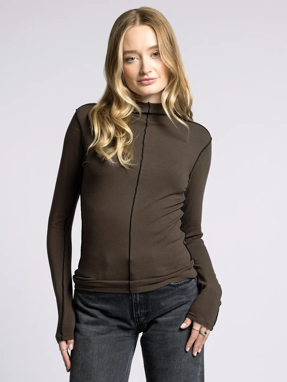 Mock Neck Long Sleeved Top - Marisol Long Sleeve