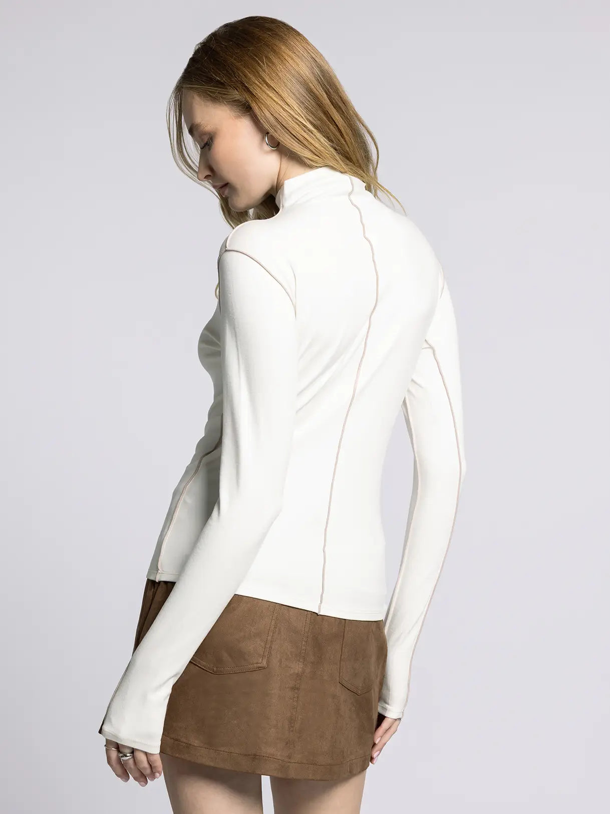Mock Neck Marisol Long Sleeve Blanc Taupe
