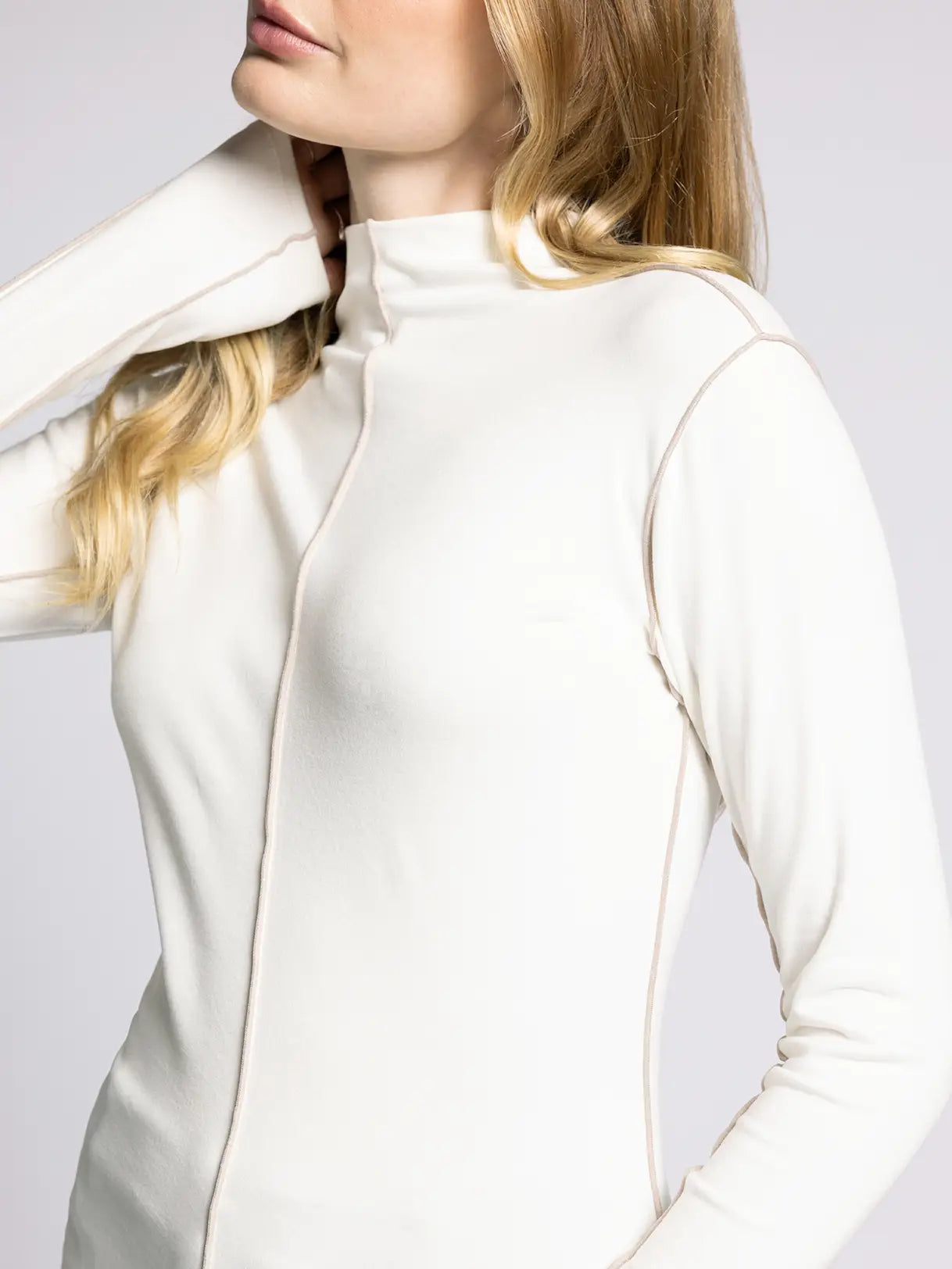 Mock Neck Marisol Long Sleeve Blanc Taupe
