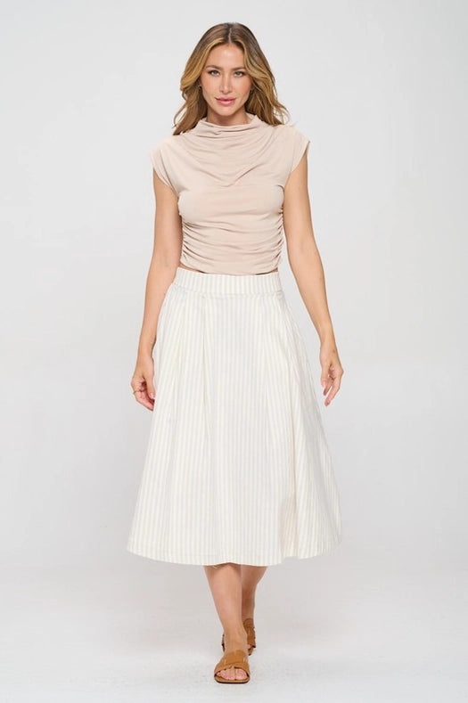 Mock Neck Short Sleeve Ruched Crop Top-Top-Renee C.-S-Urbanheer