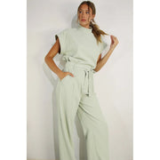 Mock Neck Top and Pants Set MINT-Set-Mulla-S-MINT-Urbanheer