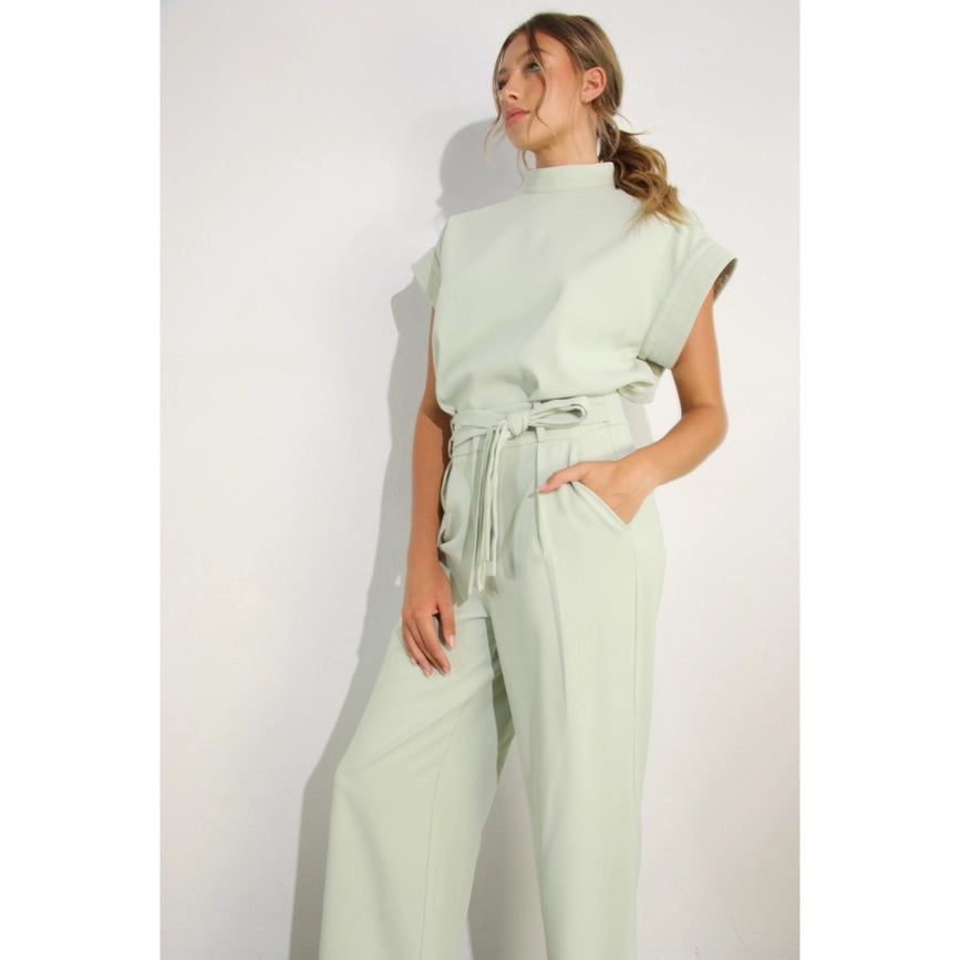 Mock Neck Top and Pants Set MINT-Set-Mulla-S-MINT-Urbanheer