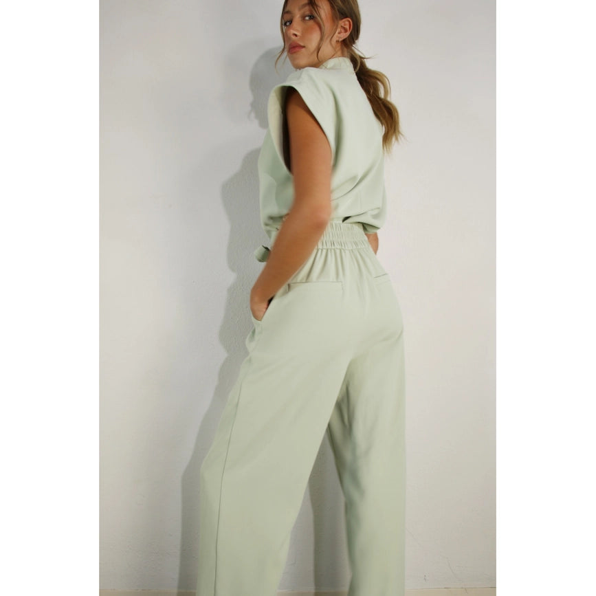 Mock Neck Top and Pants Set MINT-Set-Mulla-S-MINT-Urbanheer