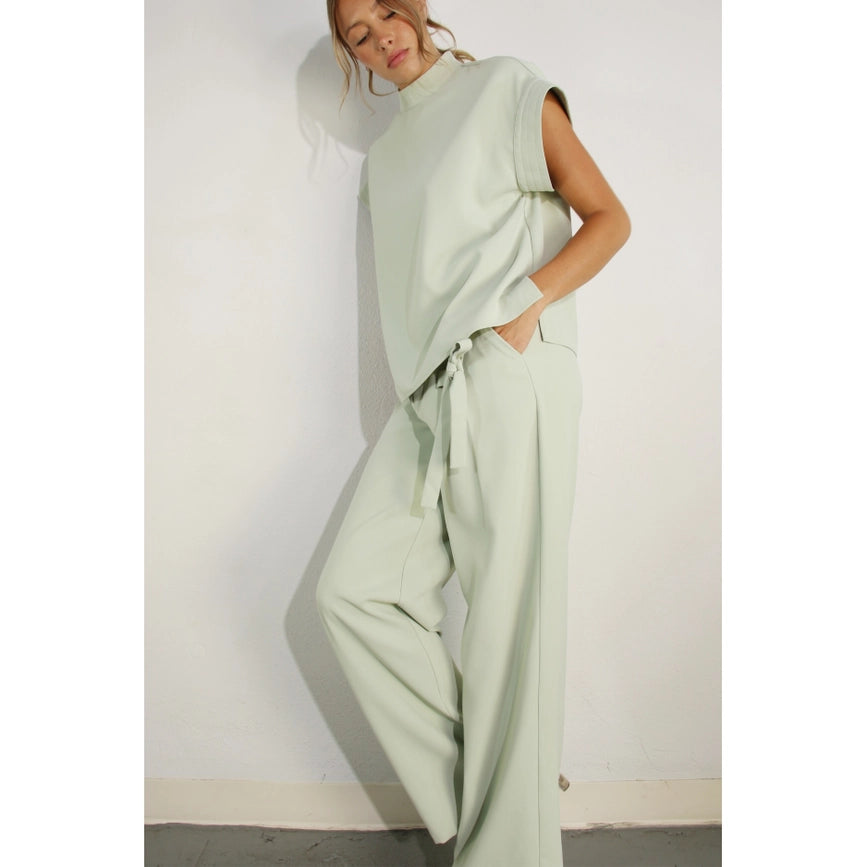 Mock Neck Top and Pants Set MINT-Set-Mulla-S-MINT-Urbanheer