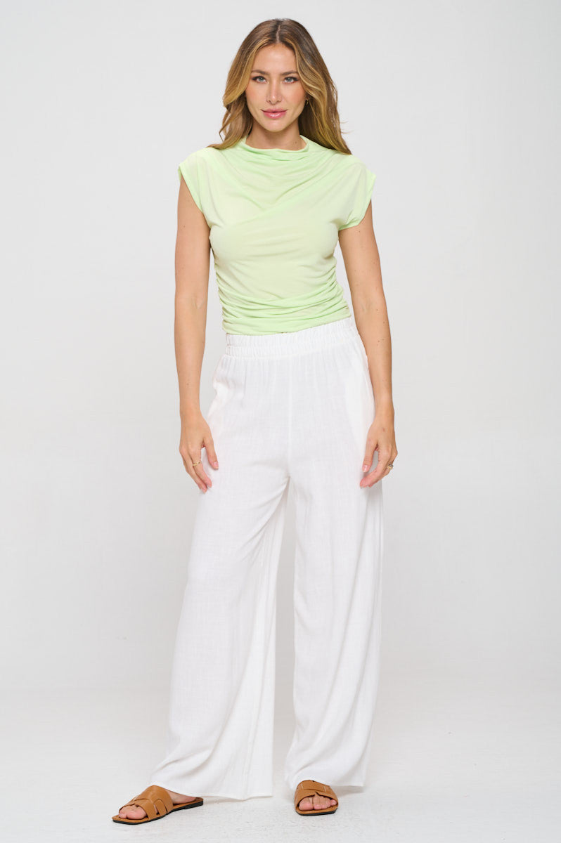 Mock neck Short Sleeve Ruched Crop Top-New Arrival-Reneecollection-Small-SAGE-Urbanheer
