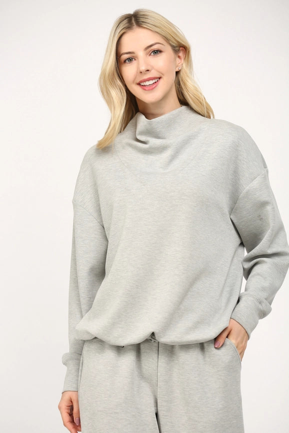 Modal Blend Cowl Neck Sweatshirt H.GREY-Sweatshirt-FATE-S-H.GREY-Urbanheer