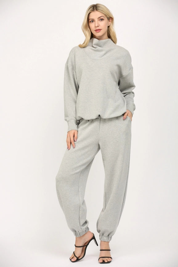 Modal Blend Cowl Neck Sweatshirt H.GREY-Sweatshirt-FATE-S-H.GREY-Urbanheer