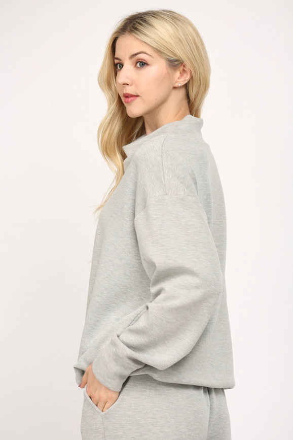 Modal Blend Cowl Neck Sweatshirt H.GREY-Sweatshirt-FATE-S-H.GREY-Urbanheer