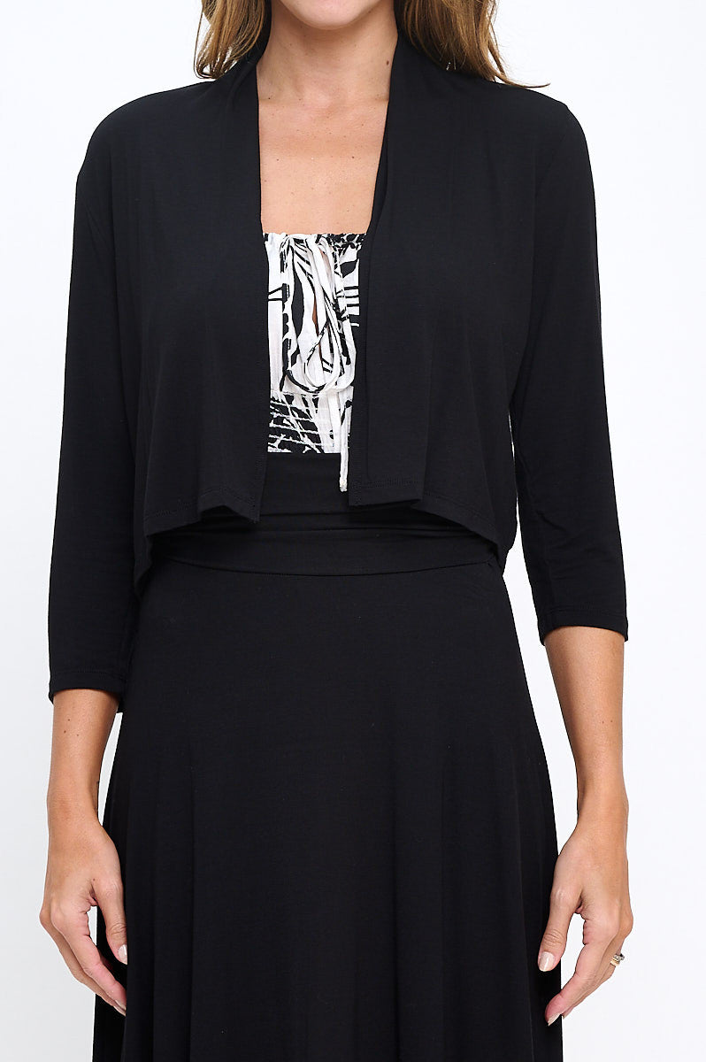 Modal Open Front Bolero Cardigan-Cardigans-Reneecollection-Small-BLACK-Urbanheer