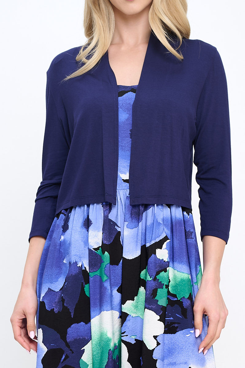 Modal Open Front Bolero Cardigan-Cardigans-Reneecollection-Small-NAVY-Urbanheer