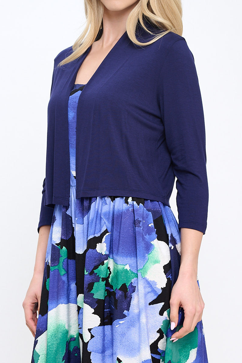 Modal Open Front Bolero Cardigan-Cardigans-Reneecollection-Small-NAVY-Urbanheer