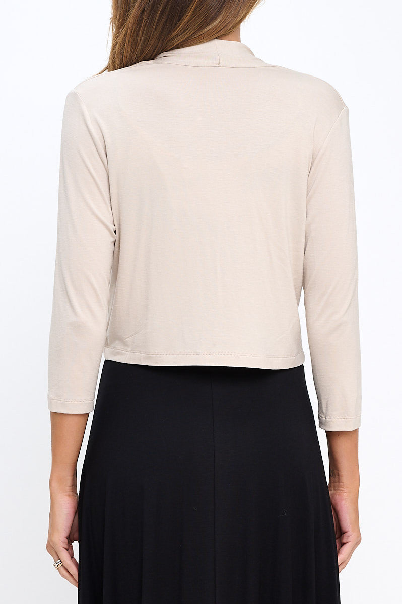 Modal Open Front Bolero Cardigan-Cardigans-Reneecollection-Small-BEIGE-Urbanheer