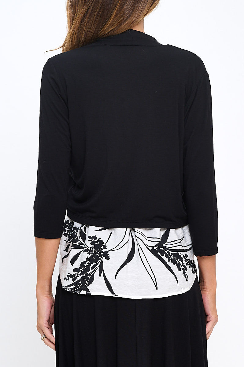 Modal Open Front Bolero Cardigan-Cardigans-Reneecollection-Small-BLACK-Urbanheer