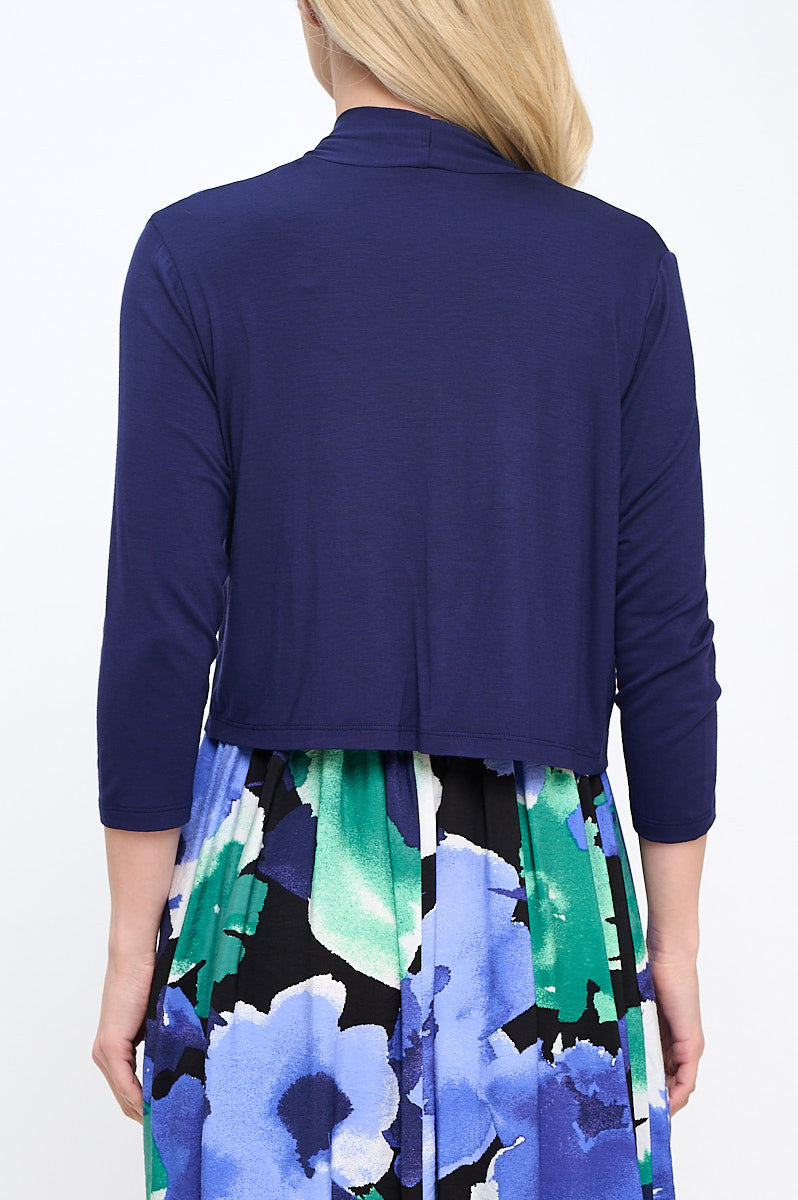 Modal Open Front Bolero Cardigan-Cardigans-Reneecollection-Small-NAVY-Urbanheer