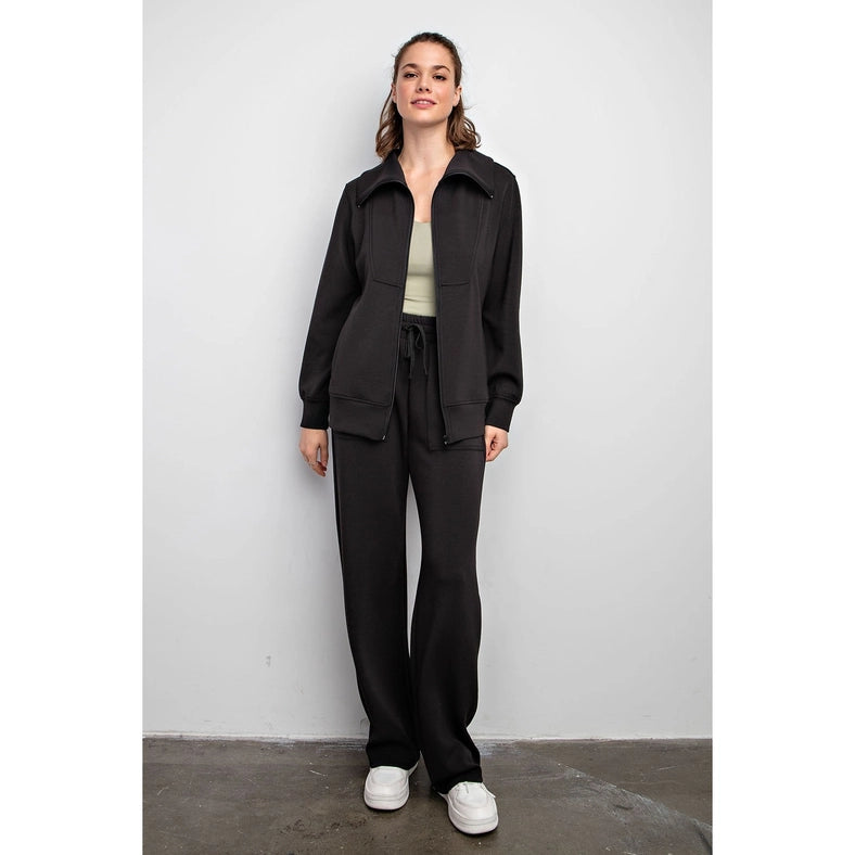 Modal Poly Full Zip Jacket Black-Jacket-Rae Mode-S-Urbanheer