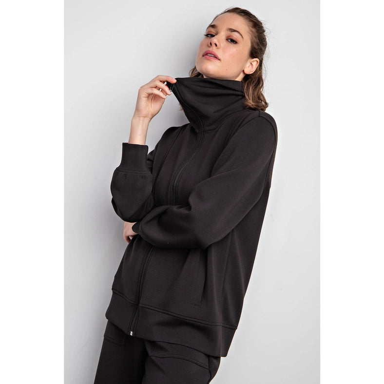 Modal Poly Full Zip Jacket Black-Jacket-Rae Mode-S-Urbanheer
