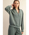 Modal Poly Span Scuba Luxe Half Zip Jacket Sage Leaf