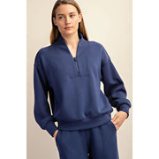 Modal Poly Span Scuba Luxe Half Zip Jacket Smoky Navy-Jacket-Rae Mode-S-Urbanheer