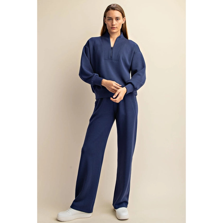 Modal Poly Span Scuba Luxe Half Zip Jacket Smoky Navy-Jacket-Rae Mode-S-Urbanheer