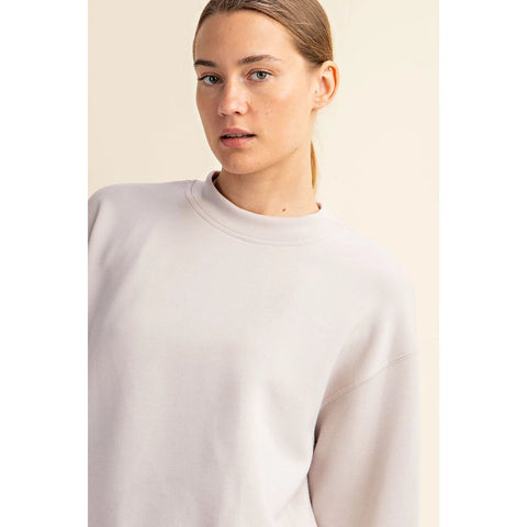 Modal Poly Span Scuba Mock Neck Pullover Mocha Cream-Pullover-Rae Mode-S-Urbanheer