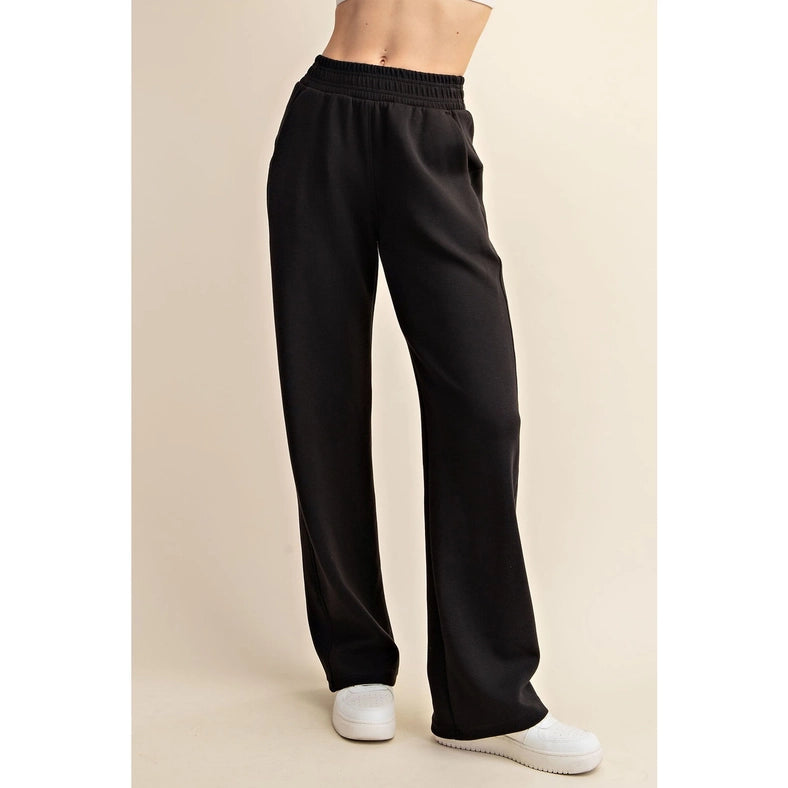Modal Poly Span Scuba Straight Pant Black-Pant-Rae Mode-S-Urbanheer