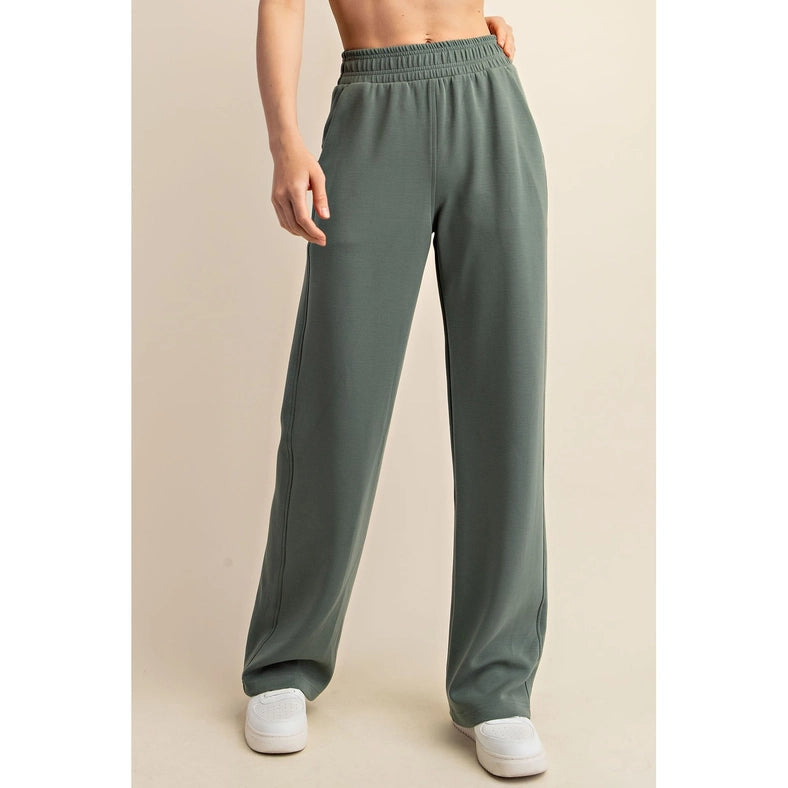 Modal Poly Span Scuba Straight Pant Sage Leaf-Pant-Rae Mode-S-Urbanheer