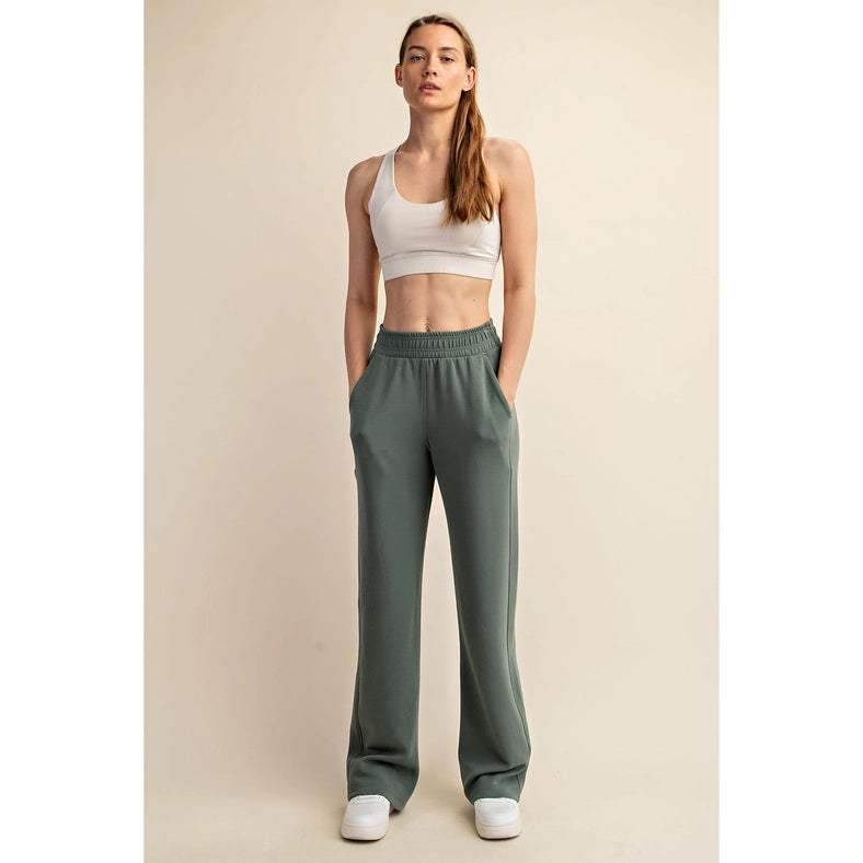 Modal Poly Span Scuba Straight Pant Sage Leaf-Pant-Rae Mode-S-Urbanheer
