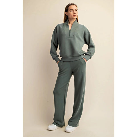 Modal Poly Span Scuba Straight Pant Sage Leaf-Pant-Rae Mode-S-Urbanheer