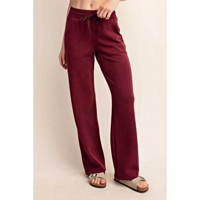 Modal Poly Span Scuba Straight Pant Wine-Pant-Rae Mode-S-Urbanheer