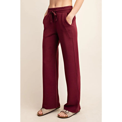 Modal Poly Span Scuba Straight Pant Wine-Pant-Rae Mode-S-Urbanheer