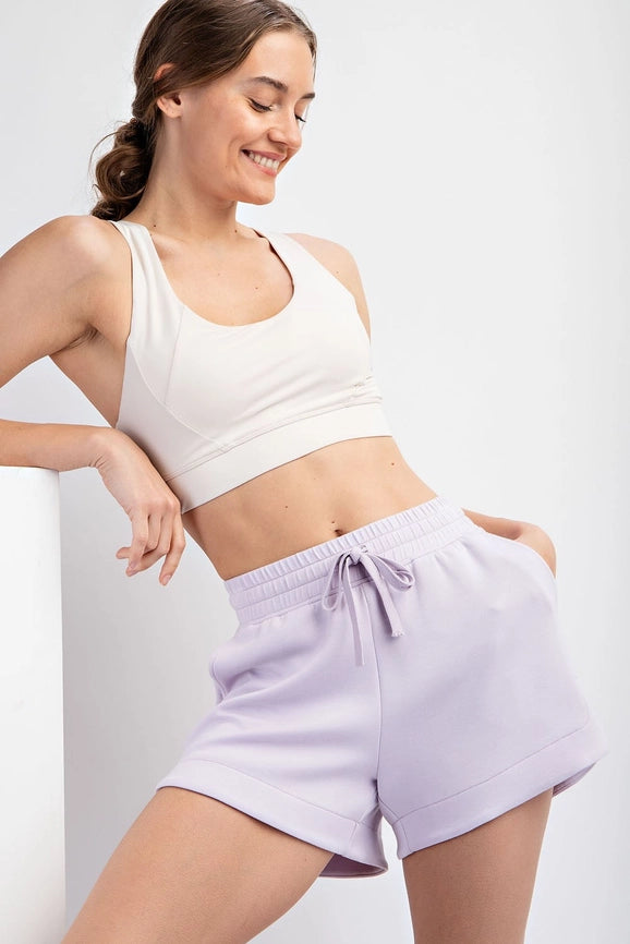 Modal Poly Span Shorts LAVENDER-Shorts-Peace Love Line-S-LAVENDER-Urbanheer