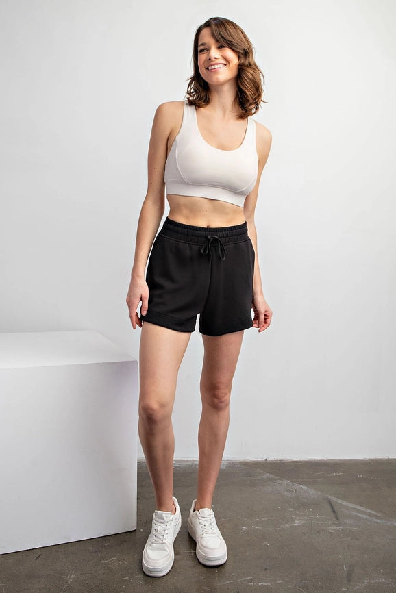 Modal Poly Span Shorts-Shorts-Peace Love Line-S-BLACK-Urbanheer