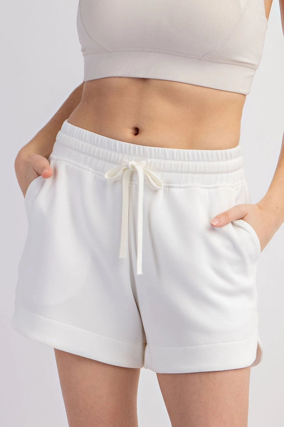 Modal Poly Span Shorts-Shorts-Peace Love Line-S-CREAM-Urbanheer