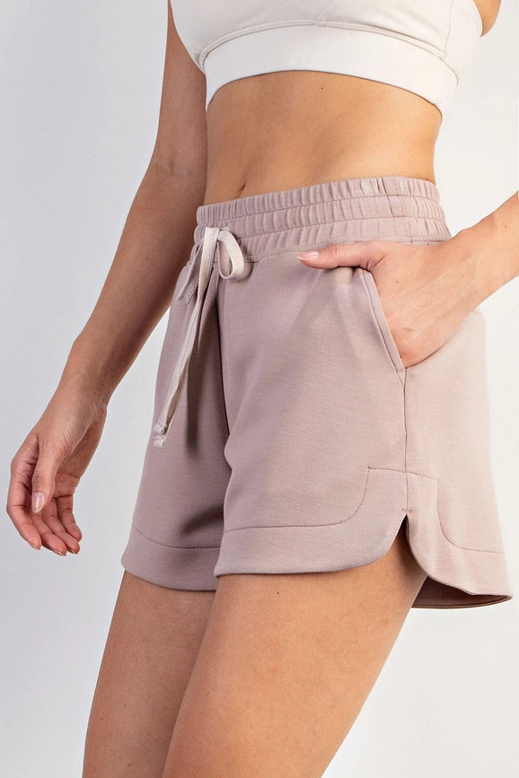 Modal Poly Span Shorts-Shorts-Peace Love Line-S-LT MOCHA-Urbanheer