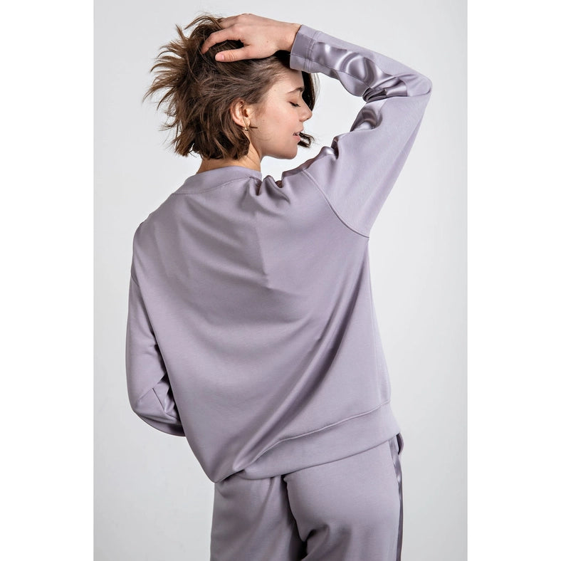 Modal Poly Span Top with Satin Side Detail Mystic Grey-Top-Rae Mode-S-Urbanheer