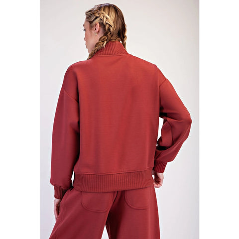 Modal Scuba Luxe V-Neck Top Merlot
