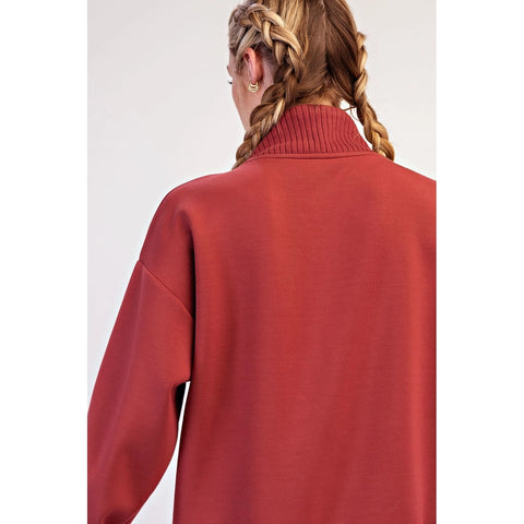 Modal Scuba Luxe V-Neck Top Merlot