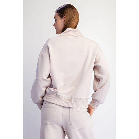 Modal Scuba Luxe V-Neck Top Mocha Cream