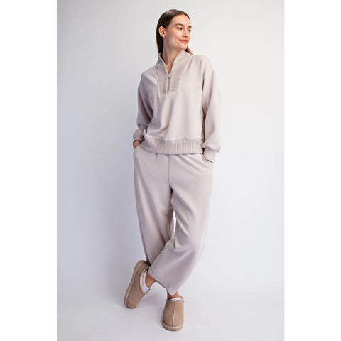 Modal Scuba Luxe V-Neck Top Mocha Cream