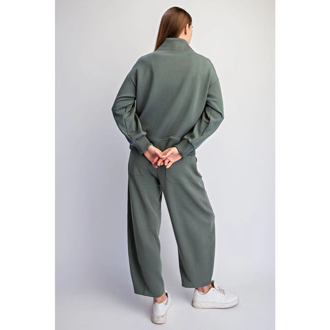 Modal Scuba Luxe V-Neck Top Sage Leaf